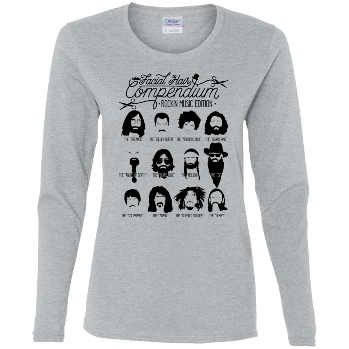 T-Shirts Sport Grey / S The Music Facial Hair Compendium Women's Long Sleeve T-Shirt