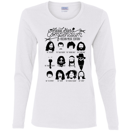 T-Shirts White / S The Music Facial Hair Compendium Women's Long Sleeve T-Shirt