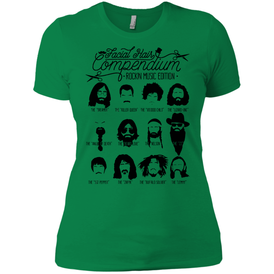 T-Shirts Kelly Green / X-Small The Music Facial Hair Compendium Women's Premium T-Shirt