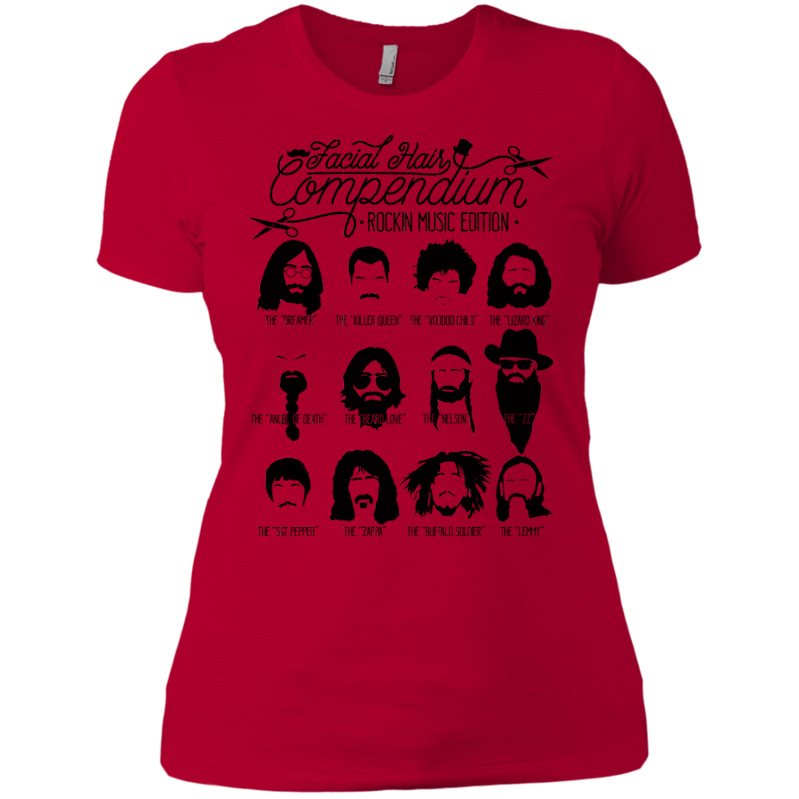 T-Shirts Red / X-Small The Music Facial Hair Compendium Women's Premium T-Shirt