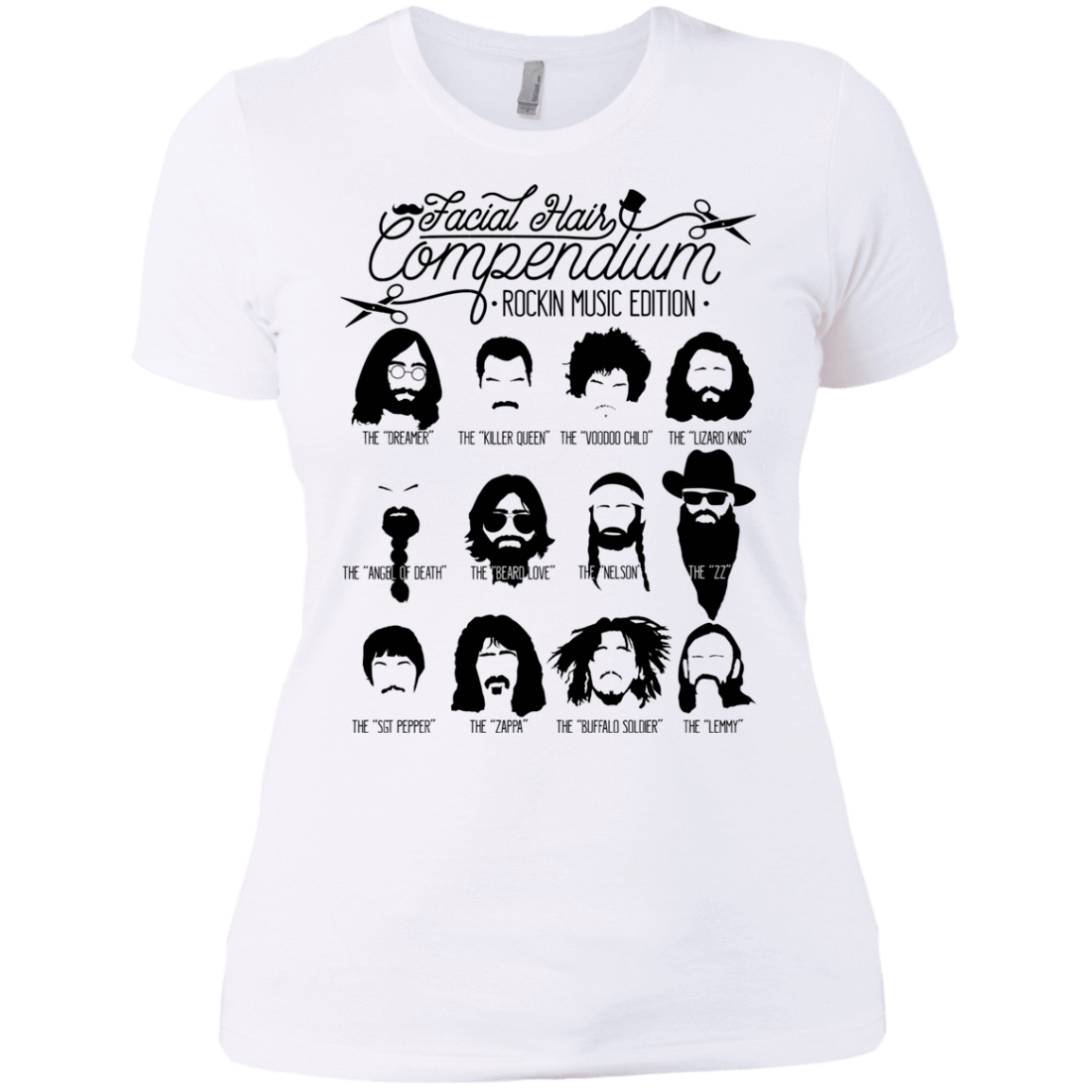 T-Shirts White / X-Small The Music Facial Hair Compendium Women's Premium T-Shirt