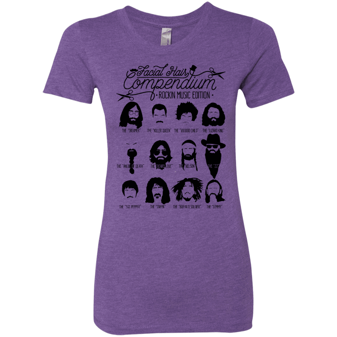 T-Shirts Purple Rush / S The Music Facial Hair Compendium Women's Triblend T-Shirt