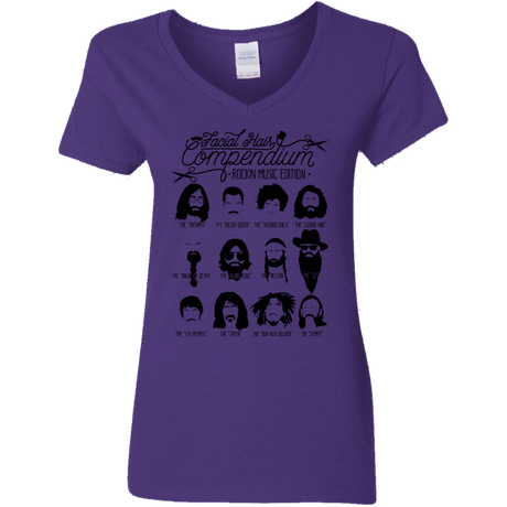 T-Shirts Purple / S The Music Facial Hair Compendium Women's V-Neck T-Shirt