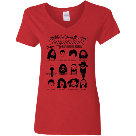 T-Shirts Red / S The Music Facial Hair Compendium Women's V-Neck T-Shirt