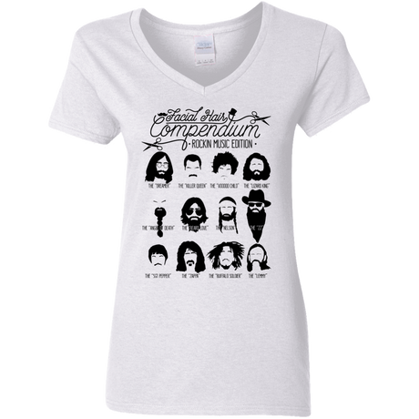 T-Shirts White / S The Music Facial Hair Compendium Women's V-Neck T-Shirt