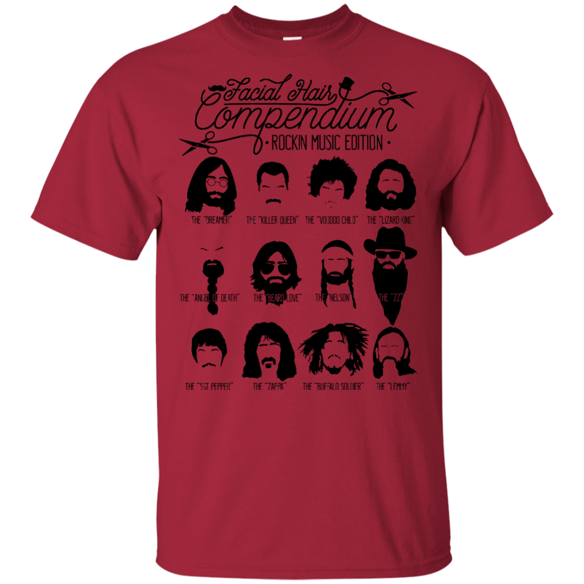 T-Shirts Cardinal / YXS The Music Facial Hair Compendium Youth T-Shirt