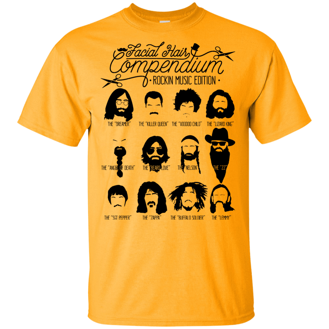 T-Shirts Gold / YXS The Music Facial Hair Compendium Youth T-Shirt