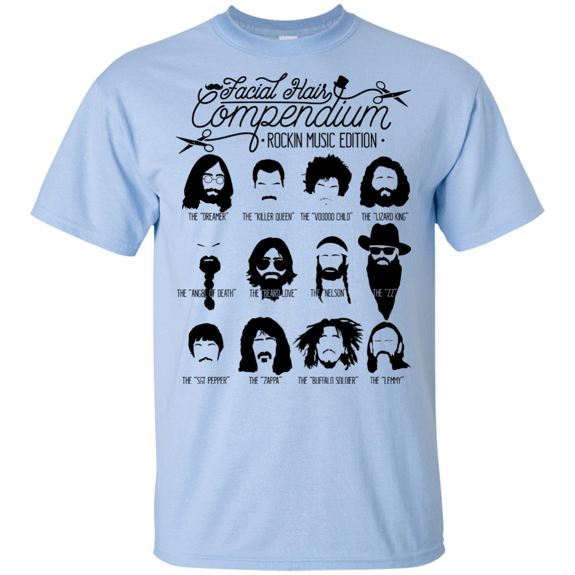 T-Shirts Light Blue / YXS The Music Facial Hair Compendium Youth T-Shirt