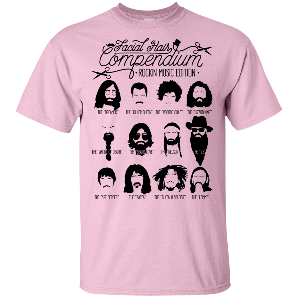 T-Shirts Light Pink / YXS The Music Facial Hair Compendium Youth T-Shirt