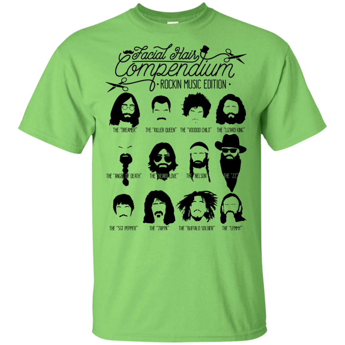 T-Shirts Lime / YXS The Music Facial Hair Compendium Youth T-Shirt