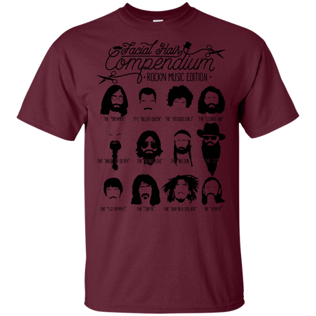 T-Shirts Maroon / YXS The Music Facial Hair Compendium Youth T-Shirt