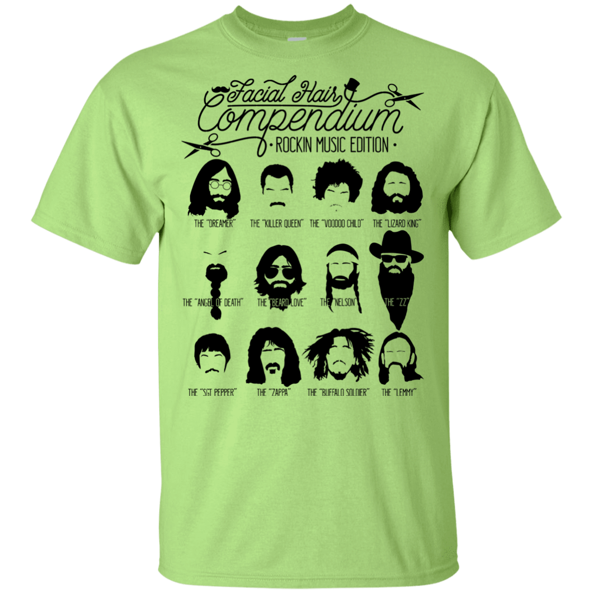 T-Shirts Mint Green / YXS The Music Facial Hair Compendium Youth T-Shirt