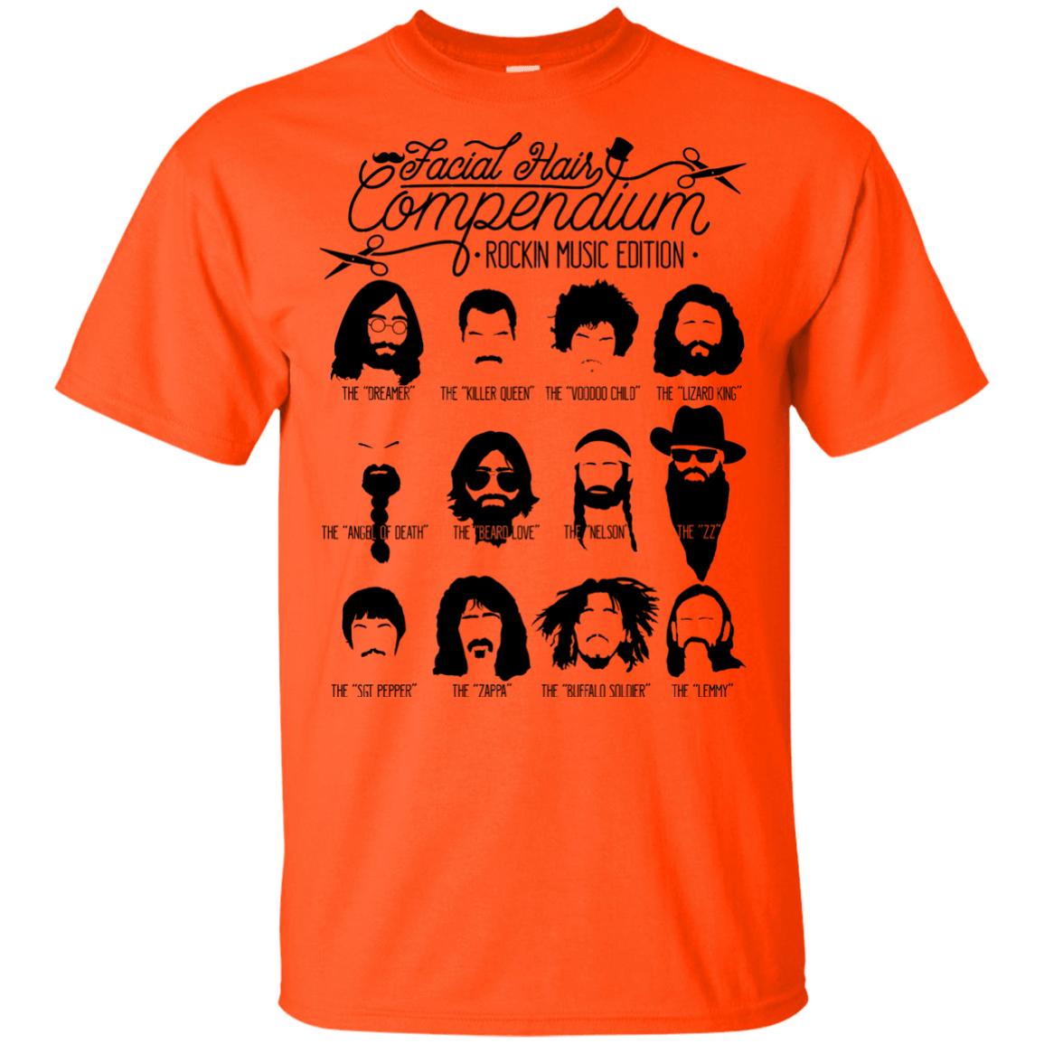 T-Shirts Orange / YXS The Music Facial Hair Compendium Youth T-Shirt