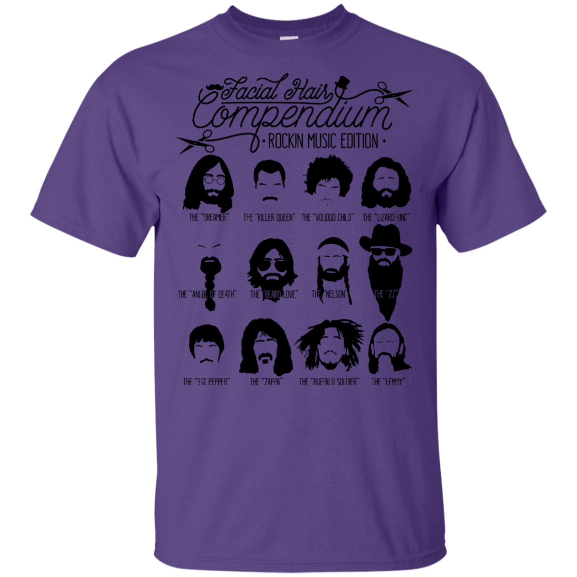 T-Shirts Purple / YXS The Music Facial Hair Compendium Youth T-Shirt