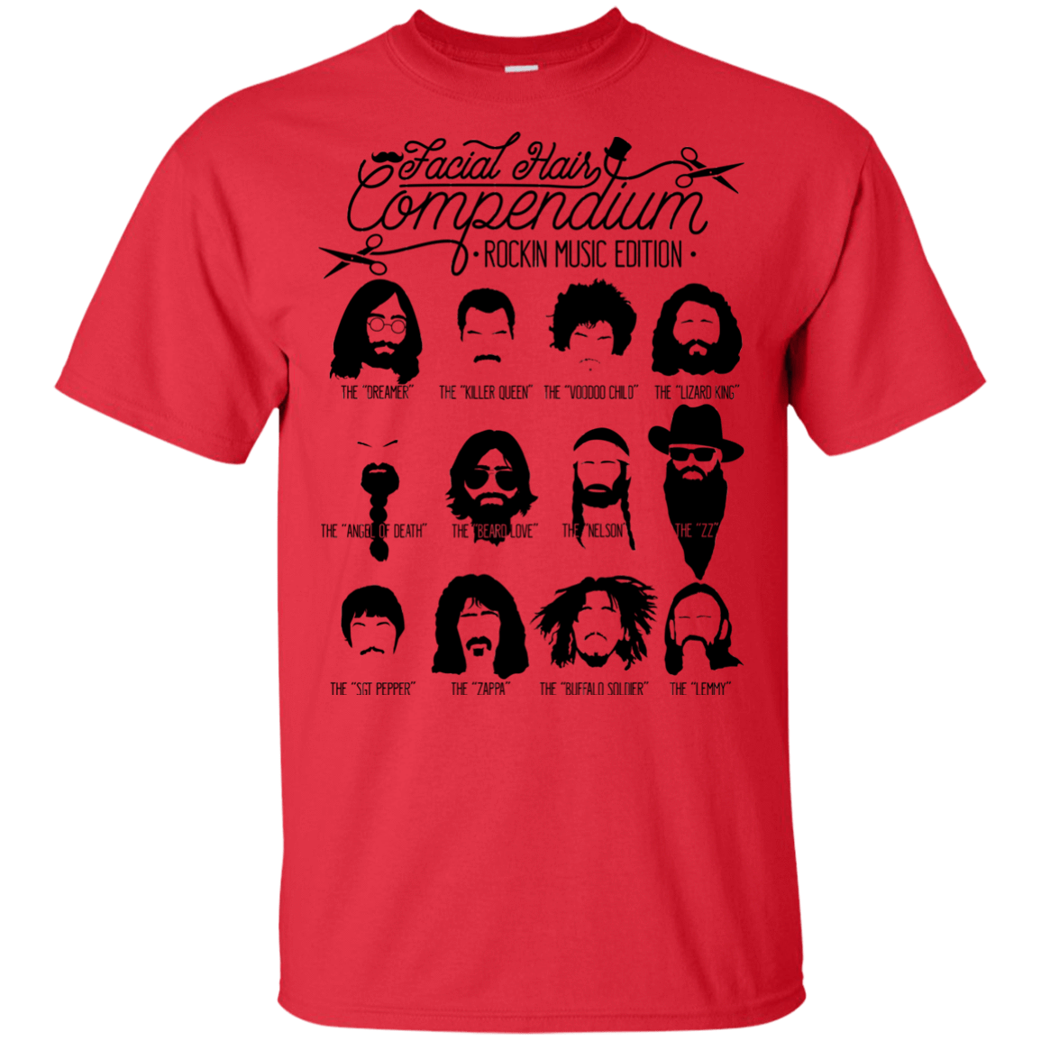 T-Shirts Red / YXS The Music Facial Hair Compendium Youth T-Shirt