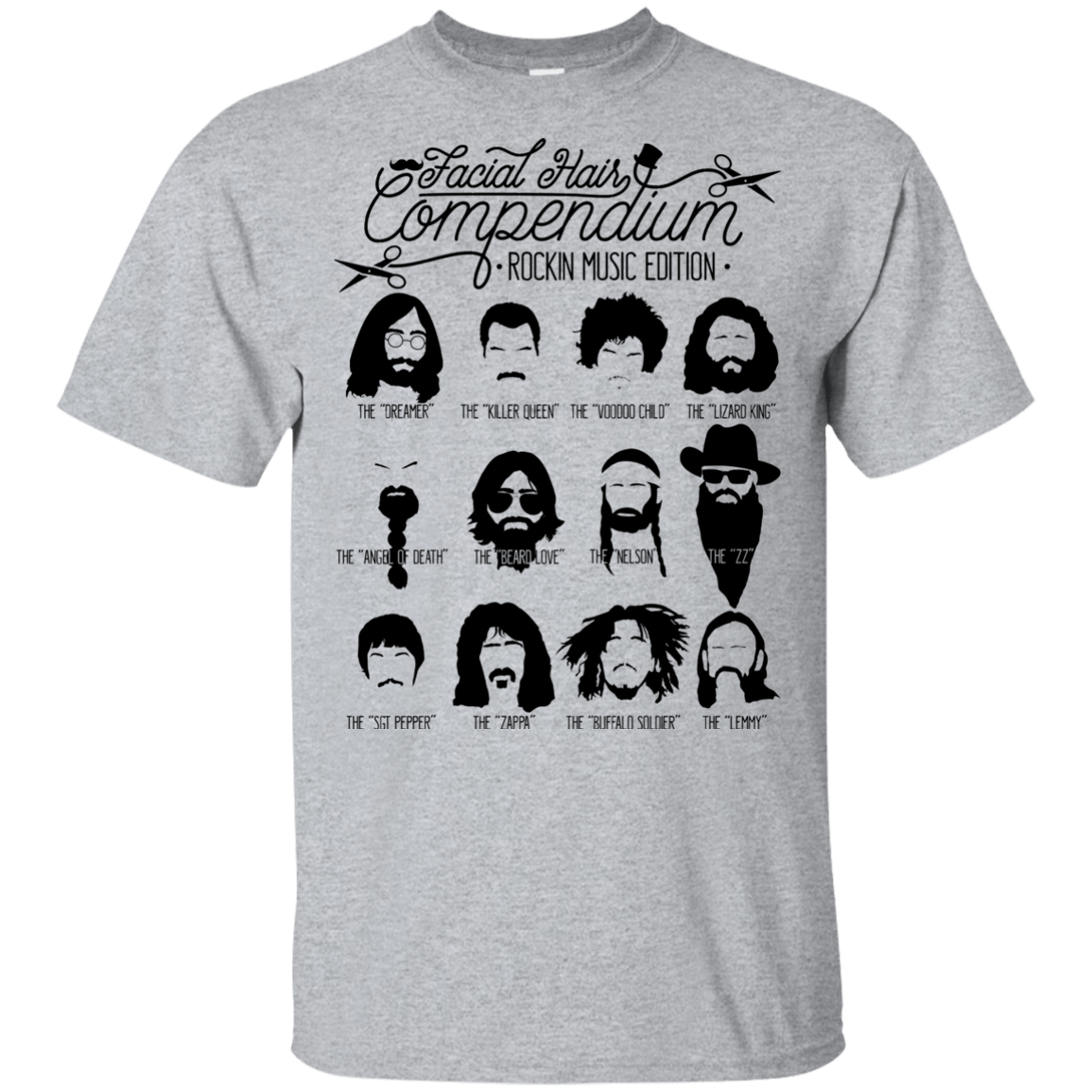 T-Shirts Sport Grey / YXS The Music Facial Hair Compendium Youth T-Shirt