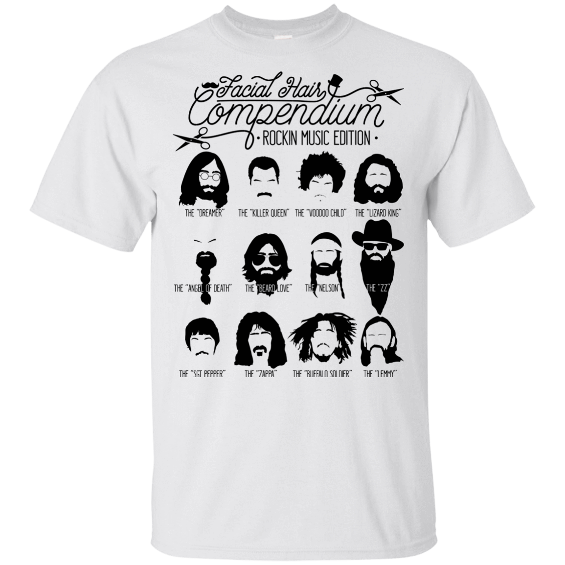 T-Shirts White / YXS The Music Facial Hair Compendium Youth T-Shirt