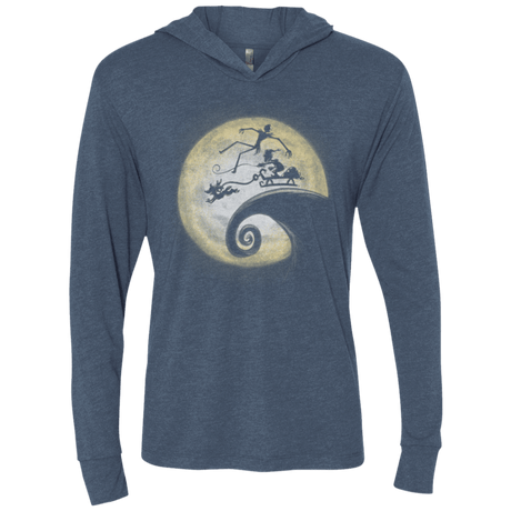 T-Shirts Indigo / X-Small The Nightmare Before Grinchmas Triblend Long Sleeve Hoodie Tee