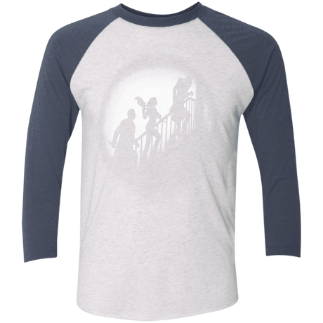 T-Shirts Heather White/Indigo / X-Small The Nosferatu Slayer Men's Triblend 3/4 Sleeve