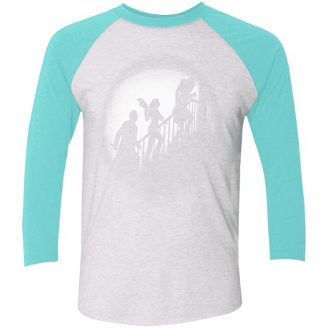 T-Shirts Heather White/Tahiti Blue / X-Small The Nosferatu Slayer Men's Triblend 3/4 Sleeve