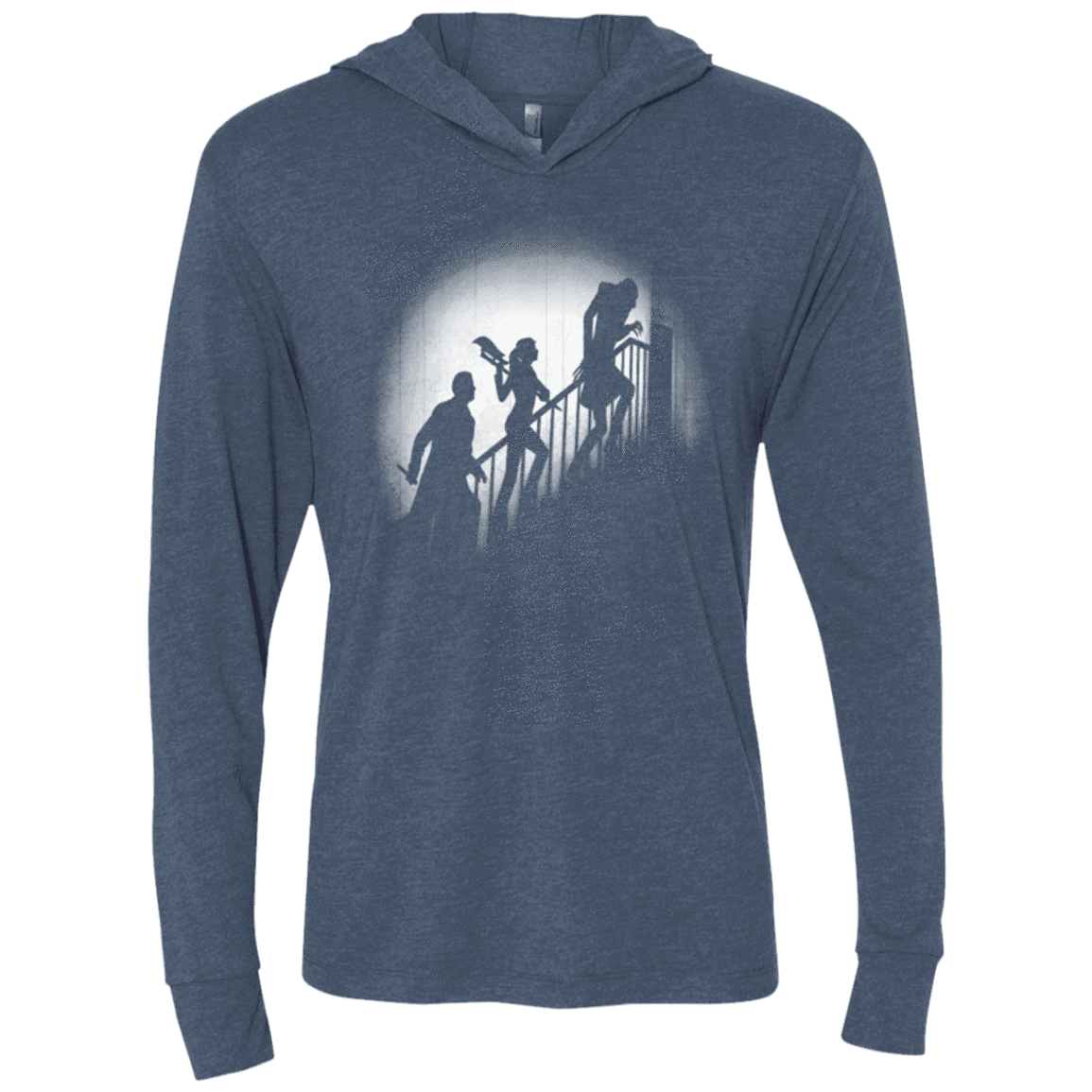 T-Shirts Indigo / X-Small The Nosferatu Slayer Triblend Long Sleeve Hoodie Tee