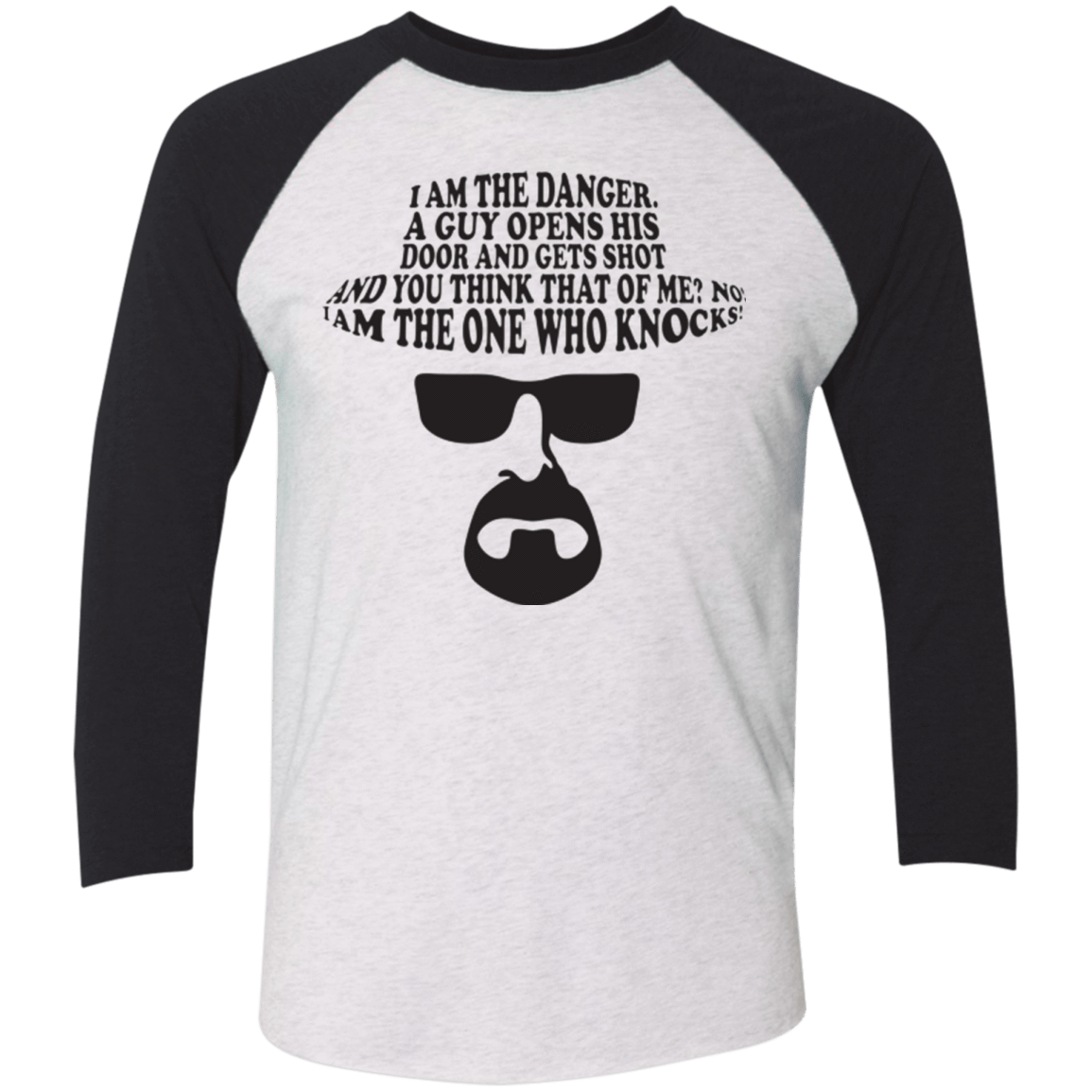 T-Shirts Heather White/Vintage Black / X-Small The One Who Knocks Men's Triblend 3/4 Sleeve