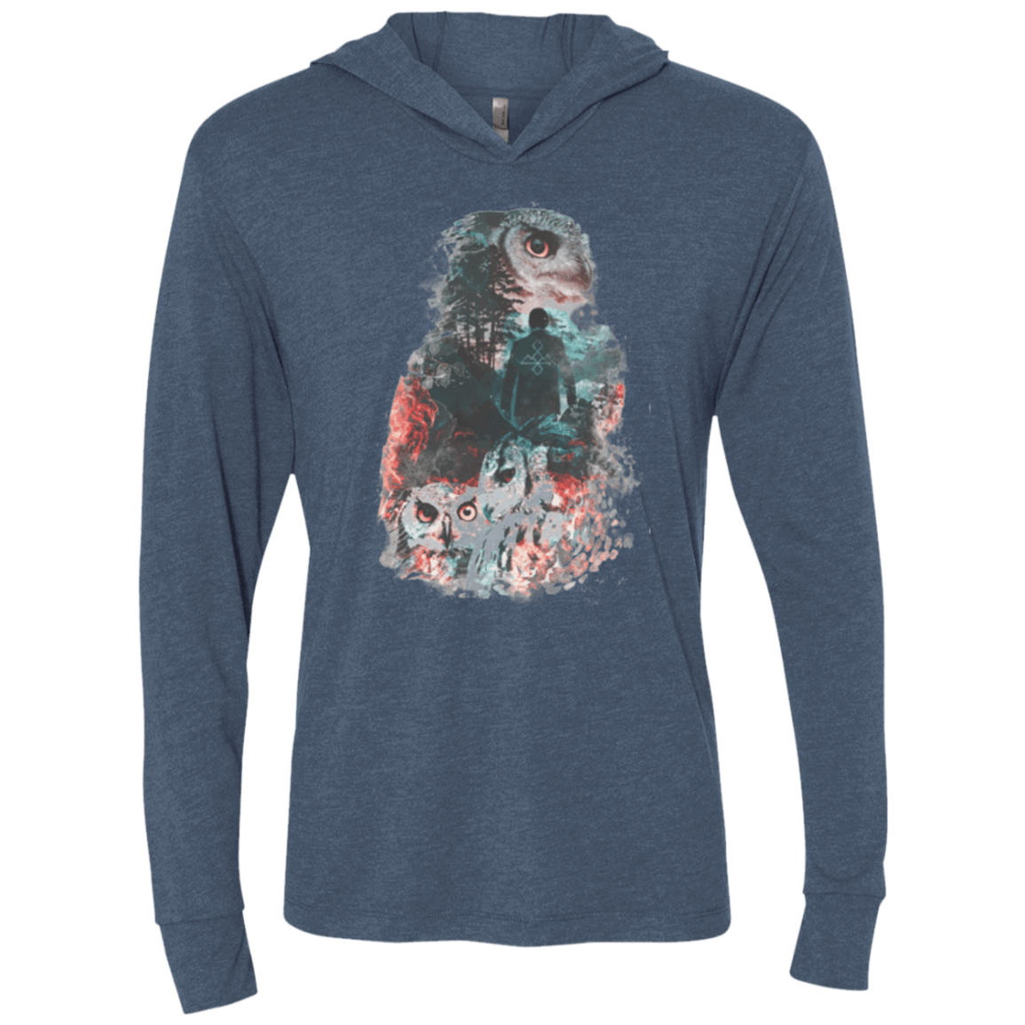 T-Shirts Indigo / X-Small The Owls are Not What They Seem Triblend Long Sleeve Hoodie Tee