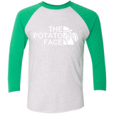 T-Shirts Heather White/Envy / X-Small The Potato Face Men's Triblend 3/4 Sleeve