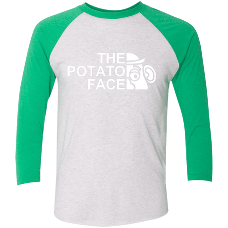 T-Shirts Heather White/Envy / X-Small The Potato Face Men's Triblend 3/4 Sleeve