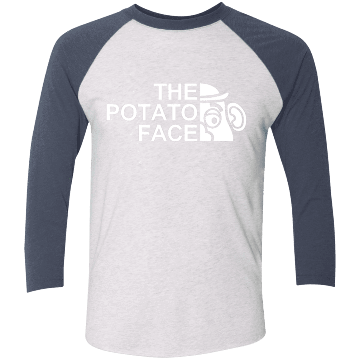 T-Shirts Heather White/Indigo / X-Small The Potato Face Men's Triblend 3/4 Sleeve