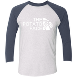 T-Shirts Heather White/Indigo / X-Small The Potato Face Men's Triblend 3/4 Sleeve