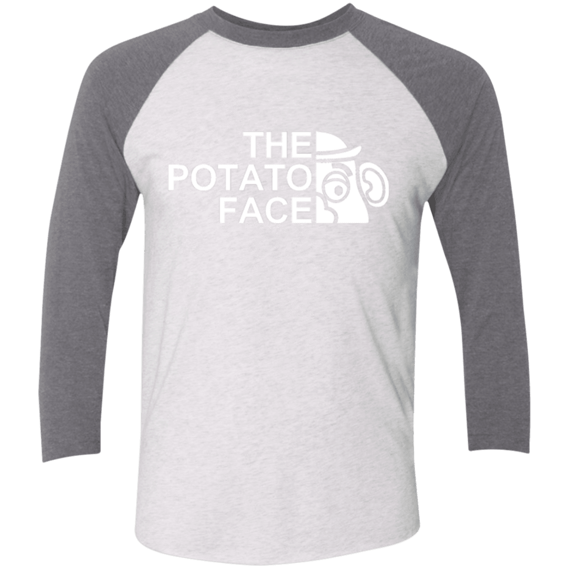 T-Shirts Heather White/Premium Heather / X-Small The Potato Face Men's Triblend 3/4 Sleeve