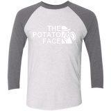 T-Shirts Heather White/Premium Heather / X-Small The Potato Face Men's Triblend 3/4 Sleeve