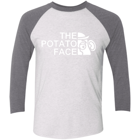 T-Shirts Heather White/Premium Heather / X-Small The Potato Face Men's Triblend 3/4 Sleeve