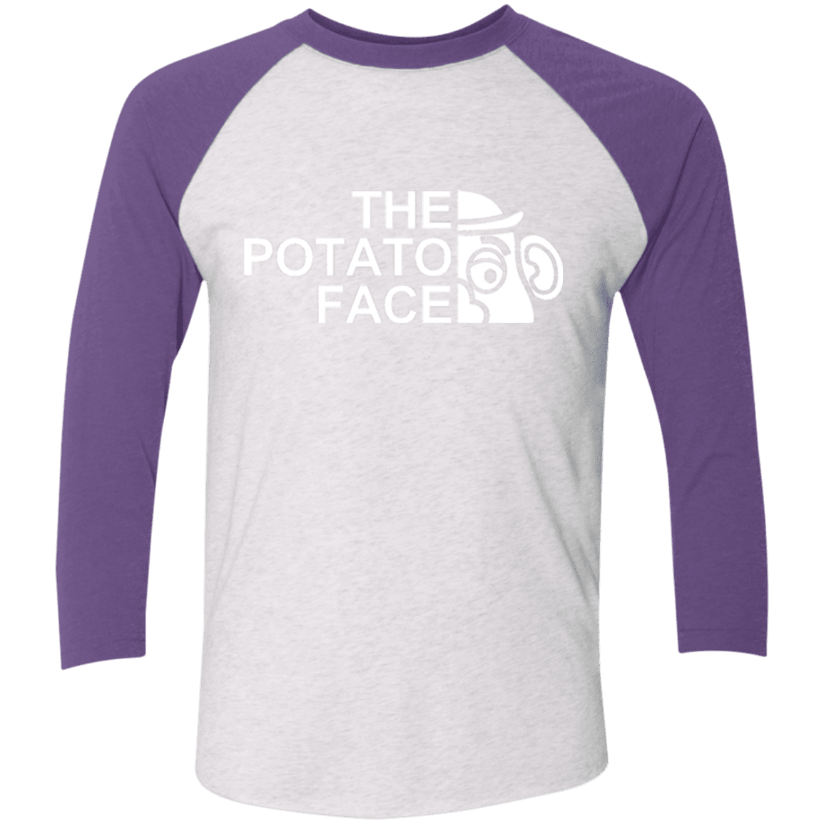 T-Shirts Heather White/Purple Rush / X-Small The Potato Face Men's Triblend 3/4 Sleeve