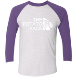 T-Shirts Heather White/Purple Rush / X-Small The Potato Face Men's Triblend 3/4 Sleeve