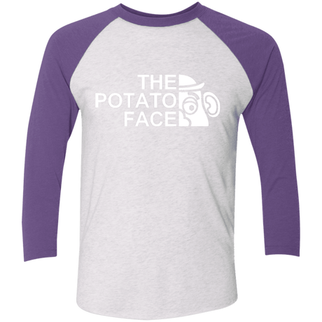 T-Shirts Heather White/Purple Rush / X-Small The Potato Face Men's Triblend 3/4 Sleeve