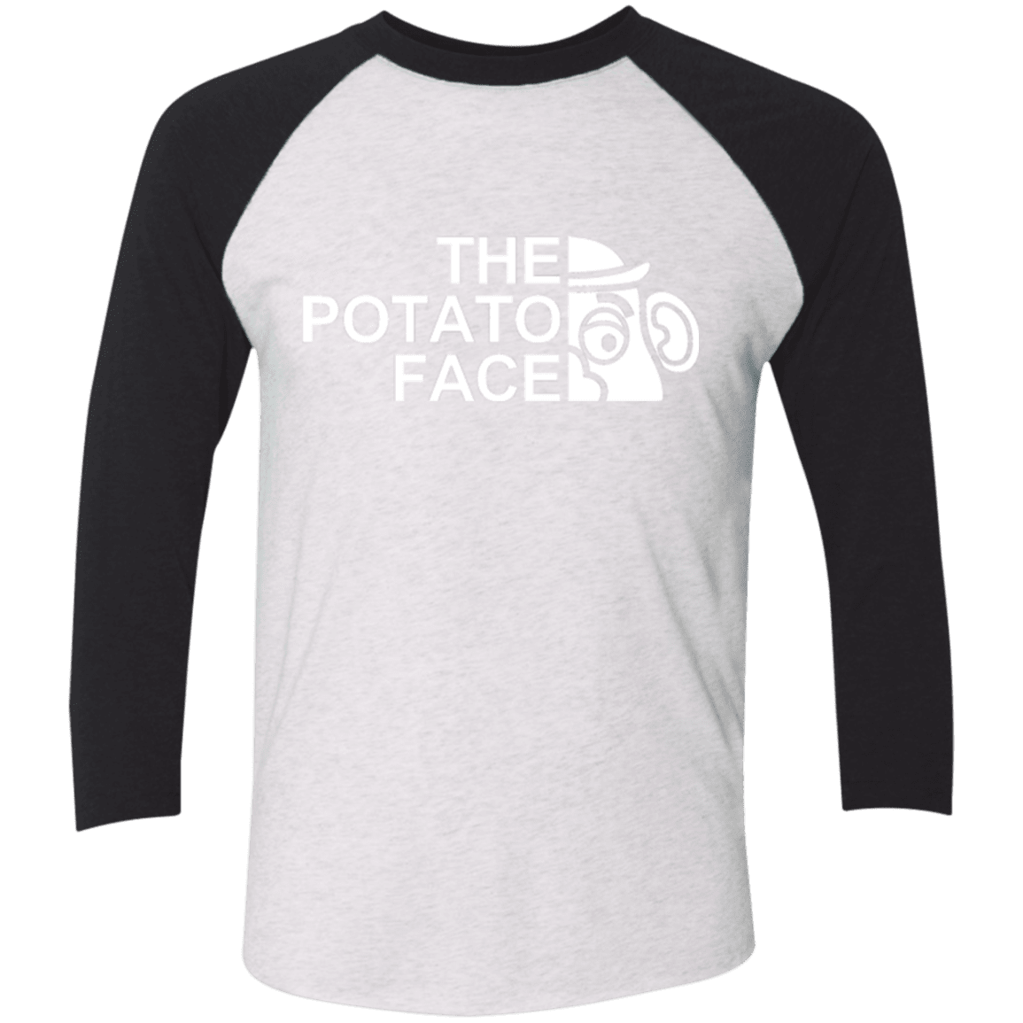 T-Shirts Heather White/Vintage Black / X-Small The Potato Face Men's Triblend 3/4 Sleeve