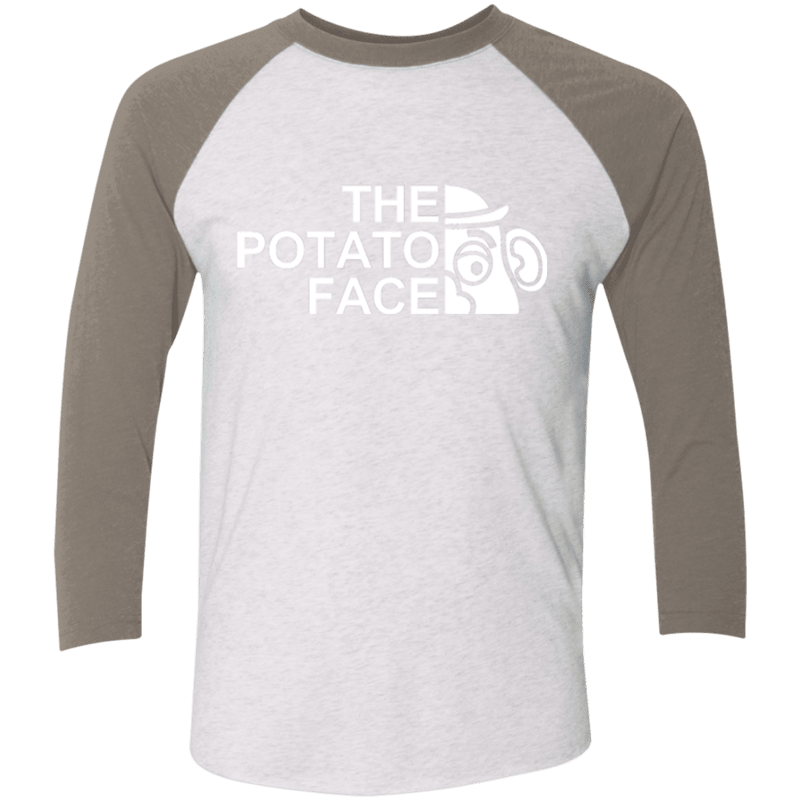 T-Shirts Heather White/Vintage Grey / X-Small The Potato Face Men's Triblend 3/4 Sleeve