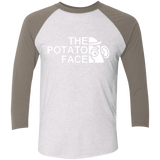 T-Shirts Heather White/Vintage Grey / X-Small The Potato Face Men's Triblend 3/4 Sleeve