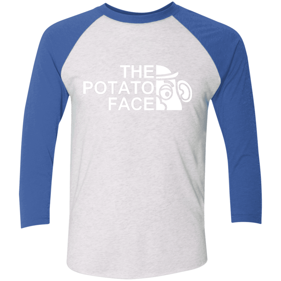 T-Shirts Heather White/Vintage Royal / X-Small The Potato Face Men's Triblend 3/4 Sleeve