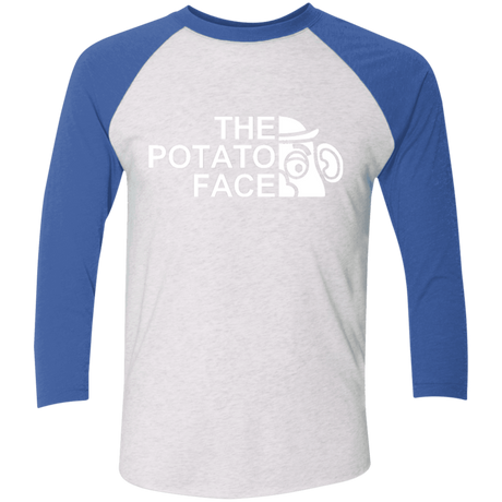 T-Shirts Heather White/Vintage Royal / X-Small The Potato Face Men's Triblend 3/4 Sleeve