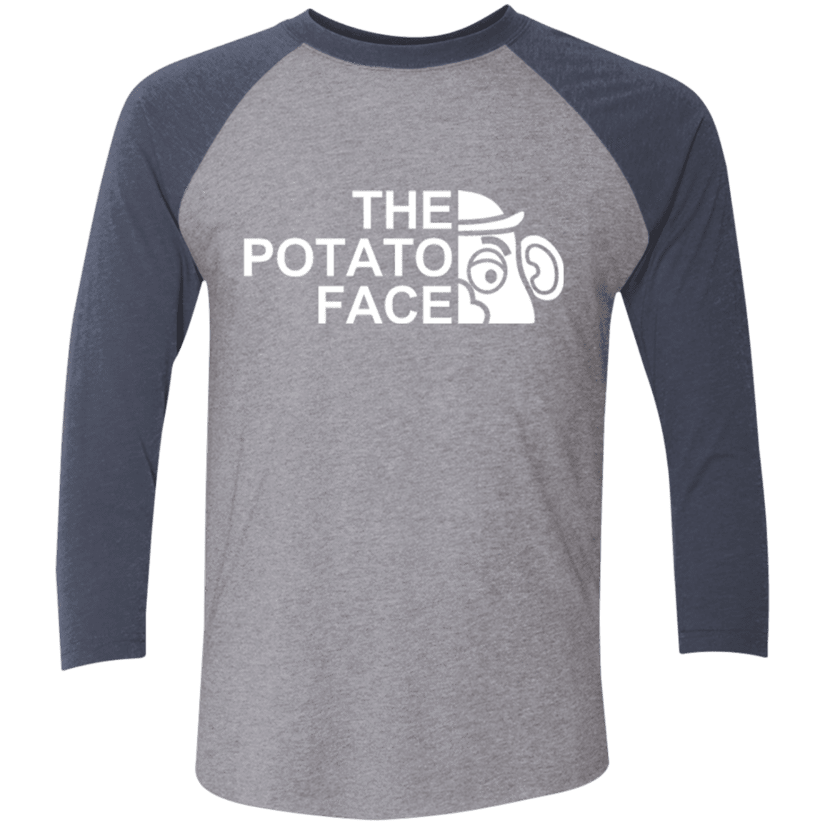 T-Shirts Premium Heather/ Vintage Navy / X-Small The Potato Face Men's Triblend 3/4 Sleeve