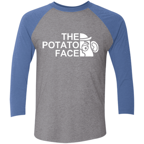 T-Shirts Premium Heather/ Vintage Royal / X-Small The Potato Face Men's Triblend 3/4 Sleeve