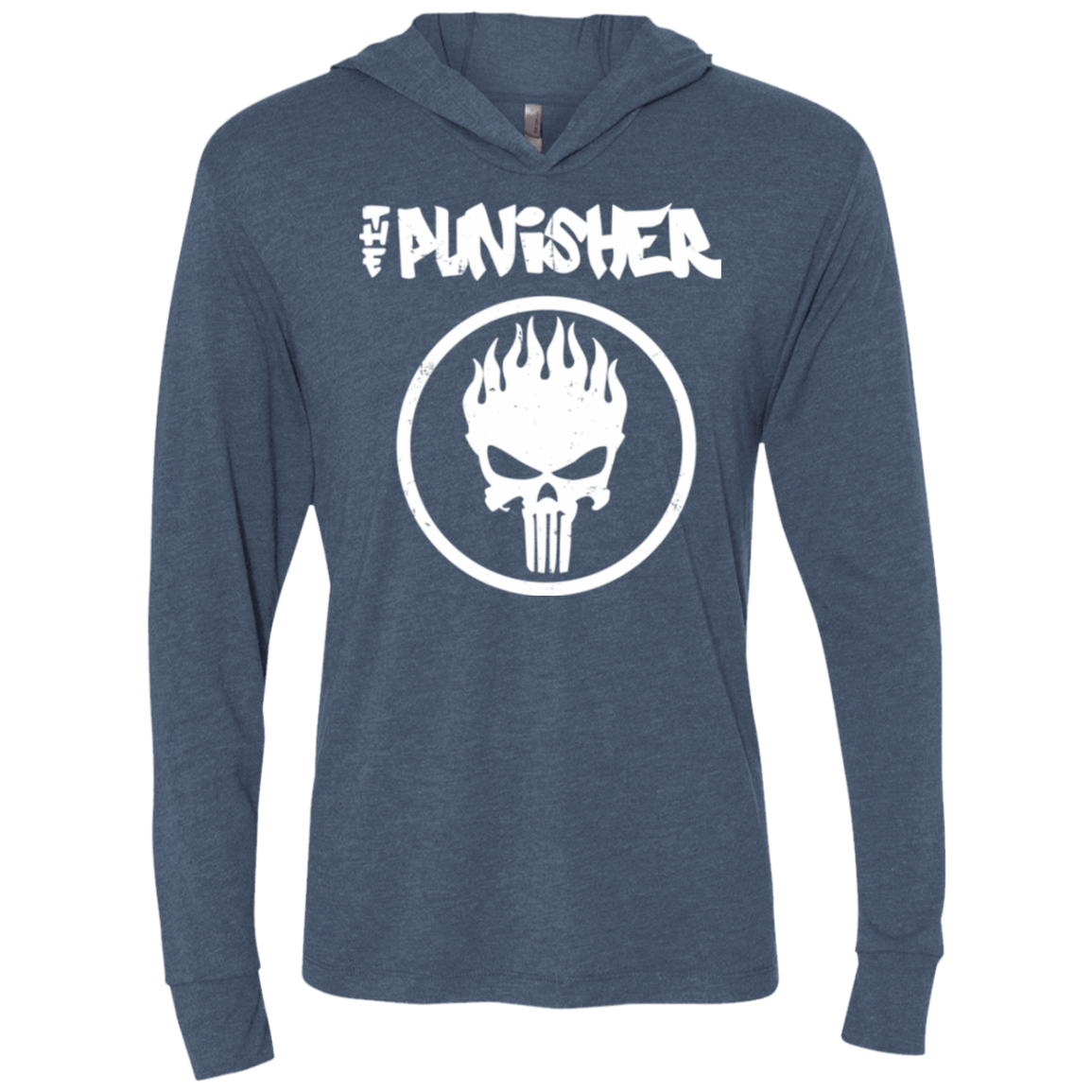 T-Shirts Indigo / X-Small The Punisher Triblend Long Sleeve Hoodie Tee