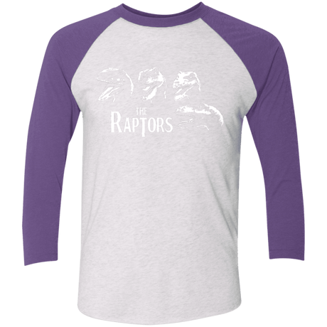 T-Shirts Heather White/Purple Rush / X-Small The Raptors Men's Triblend 3/4 Sleeve