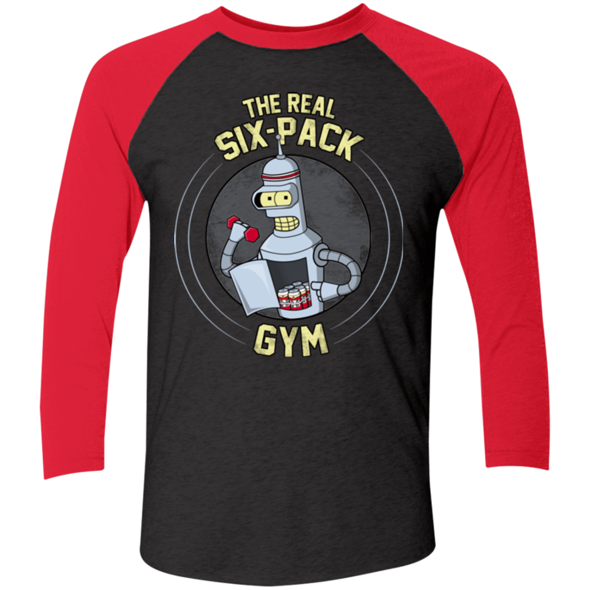 T-Shirts Vintage Black/Vintage Red / X-Small The Real Six Pack Men's Triblend 3/4 Sleeve
