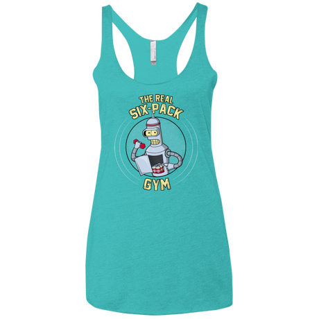 T-Shirts Tahiti Blue / X-Small The Real Six Pack Women's Triblend Racerback Tank