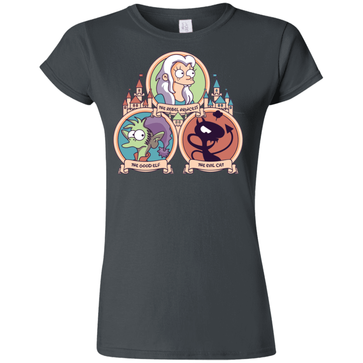 T-Shirts Charcoal / S The Rebel, the Good and Evil Cat Junior Slimmer-Fit T-Shirt