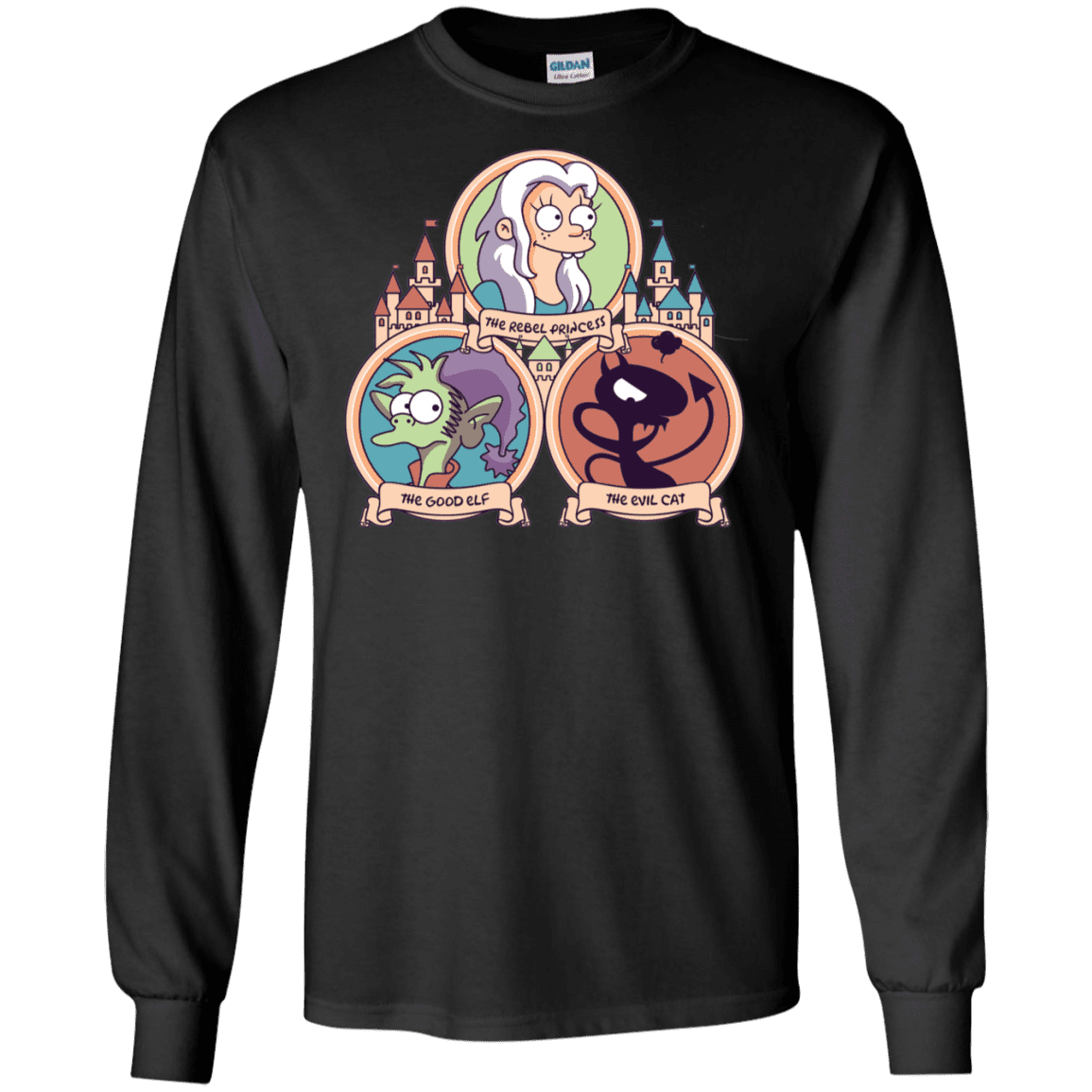 T-Shirts Black / S The Rebel, the Good and Evil Cat Men's Long Sleeve T-Shirt